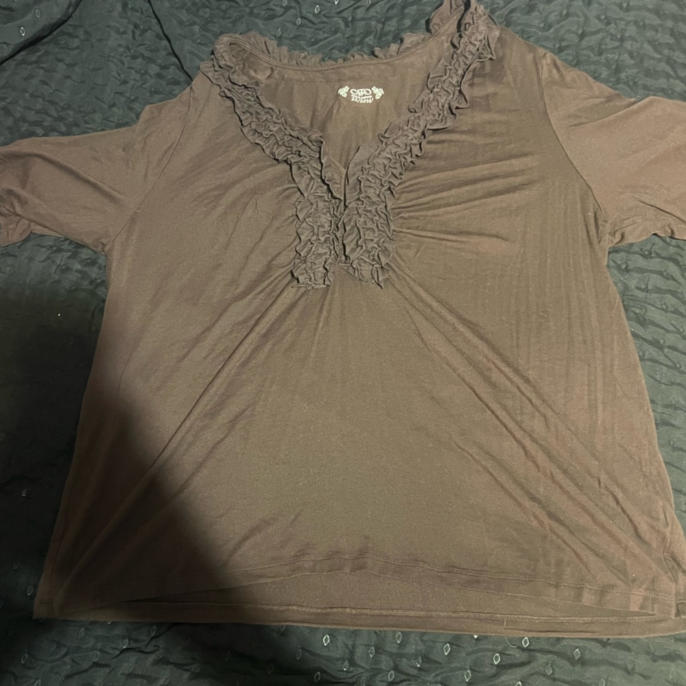 Cato brown y2k ruffle top